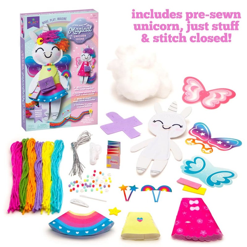 Craft Tastic Craft-tastic -Make a Unicorn Friend Craft Kit - Learn to Make Easy-to-Sew Stuffie with Clothes & Accessories - Ages 4+ - Image 2